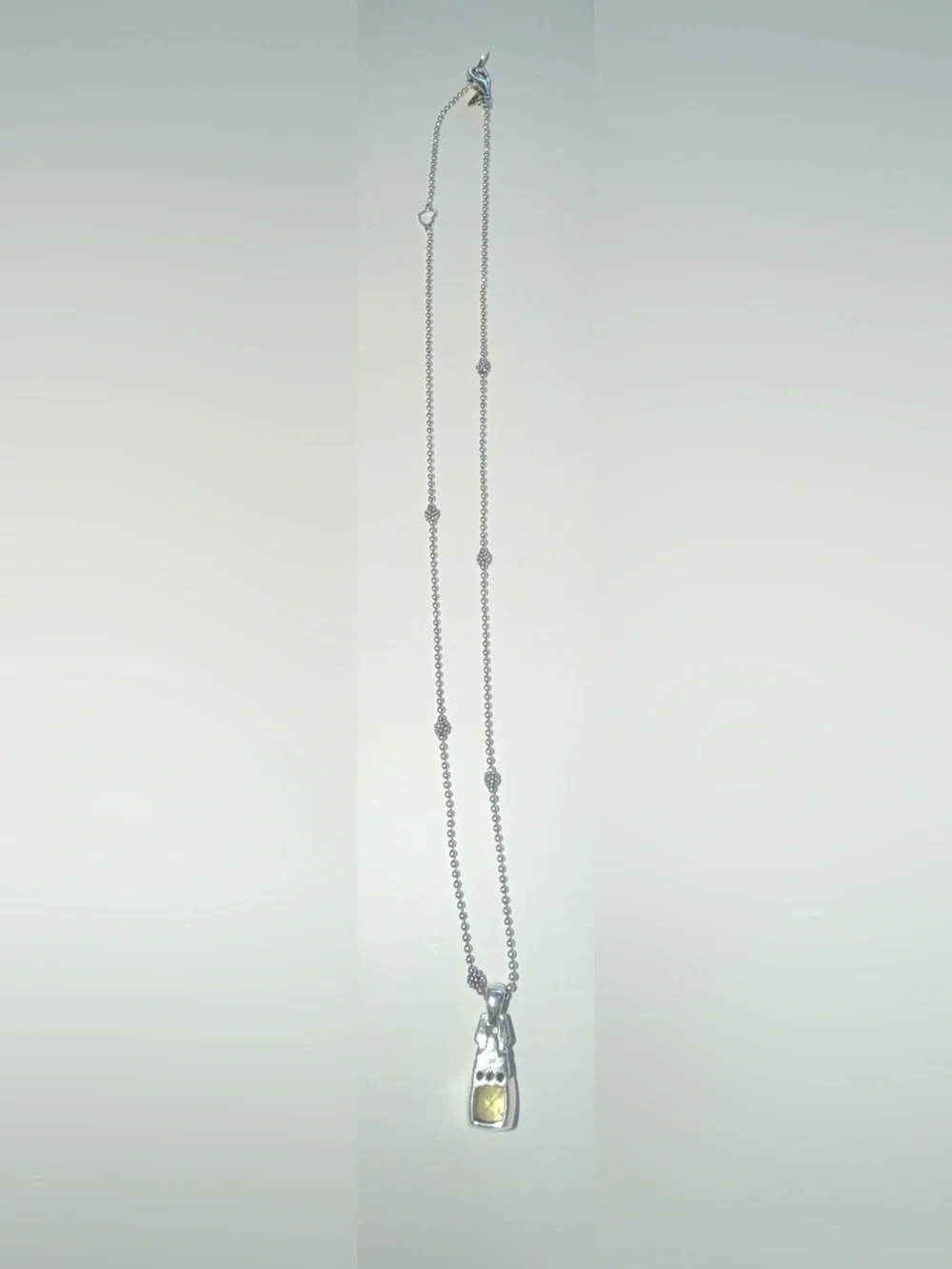 LAGOS 18k and .925 Peridot Caviar Pendant with 18” Silver Chain, HARDLY WORN!